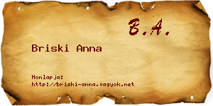 Briski Anna névjegykártya